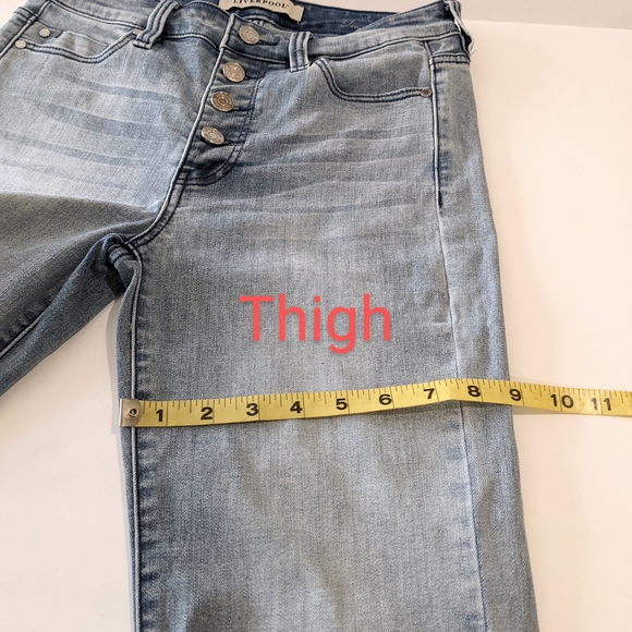 Liverpool Jeans Blue Denim Straight Leg Button Front Crop Size 2 - Picture 13 of 17